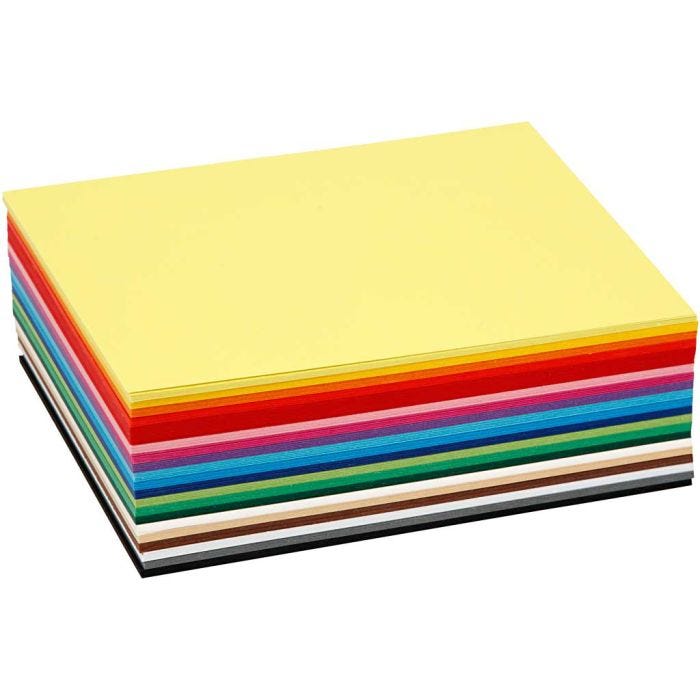 Papier Cartonné Colortime, A6, feuille 105x148 mm, 180 gr, ass. de couleurs, 120 flles ass./ 1 Pq.