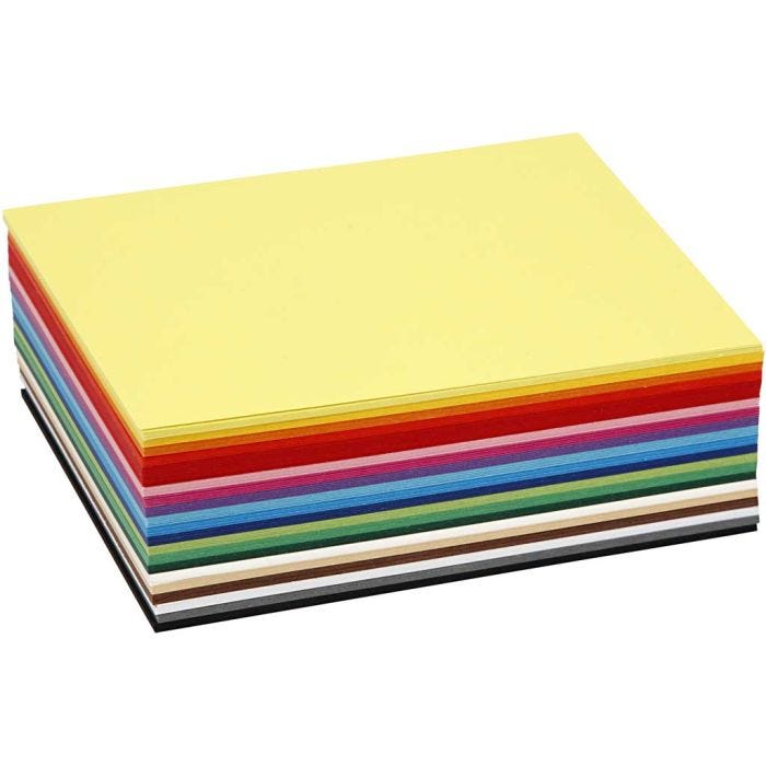 Papier Cartonné Colortime, A6, feuille 105x148 mm, 180 gr, ass. de couleurs, 300 flles ass./ 1 Pq.