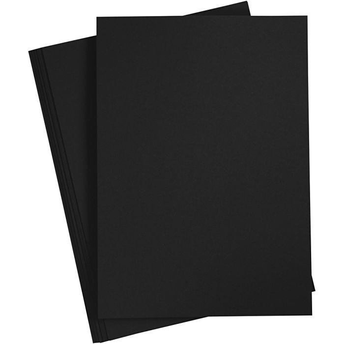 Papier cartonné coloré, A4, feuille 210x297 mm, 210-220 gr, noir, 10 flles/ 1 Pq.