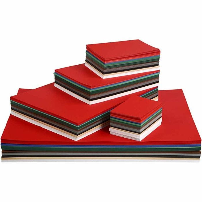 Papier Cartonné Noël, A2,A3,A4,A5,A6, 180 gr, ass. de couleurs, 1800 flles ass./ 1 Pq.