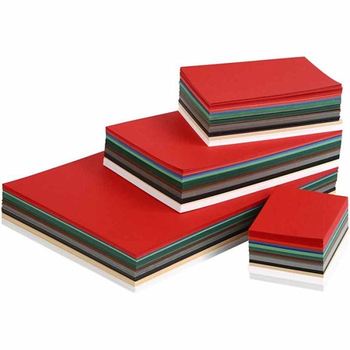 Papier Cartonné Noël, A3,A4,A5,A6, 180 gr, ass. de couleurs, 1500 flles ass./ 1 Pq.