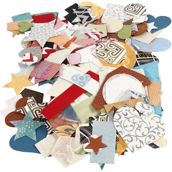 Découpes de Papier Fait Main, dim. 25-130 mm, 110-150 gr, 100 gr/ 1 Pq.
