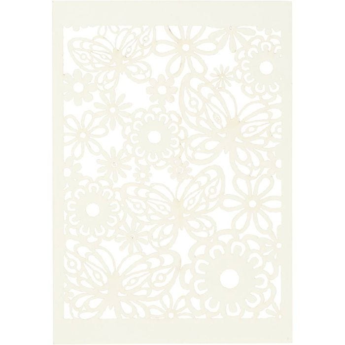 Papier cartonné motif dentelle, feuille 10,5x15 cm, 200 gr, blanc cassé, 10 pièces/ 1 Pq.