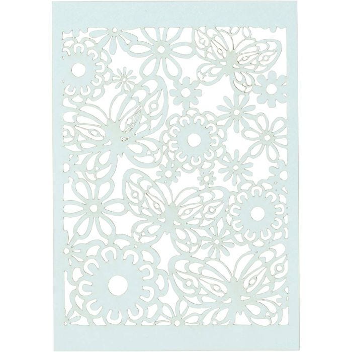 Papier cartonné motif dentelle, feuille 10,5x15 cm, 200 gr, bleu clair, 10 pièces/ 1 Pq.