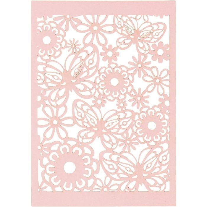 Papier cartonné motif dentelle, feuille 10,5x15 cm, 200 gr, rose clair, 10 pièces/ 1 Pq.