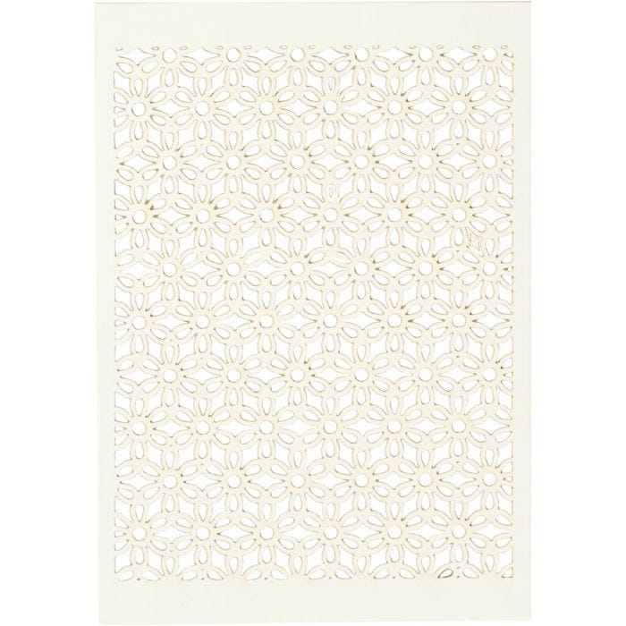 Papier cartonné motif dentelle, feuille 10,5x15 cm, 200 gr, blanc cassé, 10 pièces/ 1 Pq.