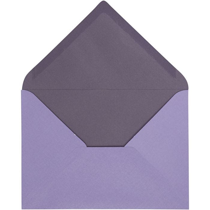 Enveloppe, dimension enveloppes 11,5x16 cm, 100 gr, violet foncé/violet, 10 pièces/ 1 Pq.