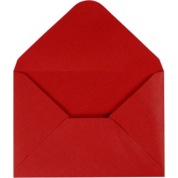 Enveloppes, dimension enveloppes 11,5x16 cm, 110 gr, rouge, 10 pièces/ 1 Pq.