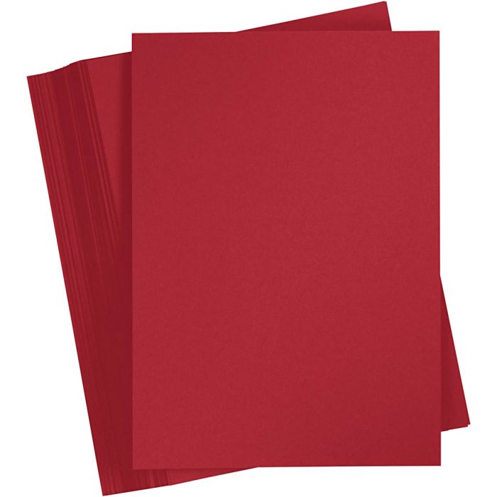 Papier cartonné, A4, feuille 210x297 mm, 180 gr, rouge cerise, 100 flles/ 1 Pq.