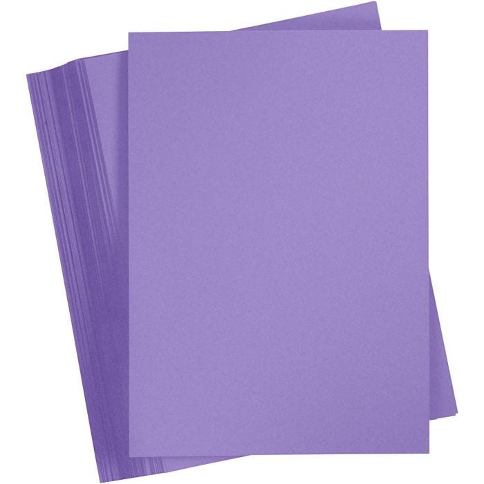 Papier Cartonné, A4, feuille 210x297 mm, 180 gr, violet, 100 flles/ 1 Pq.