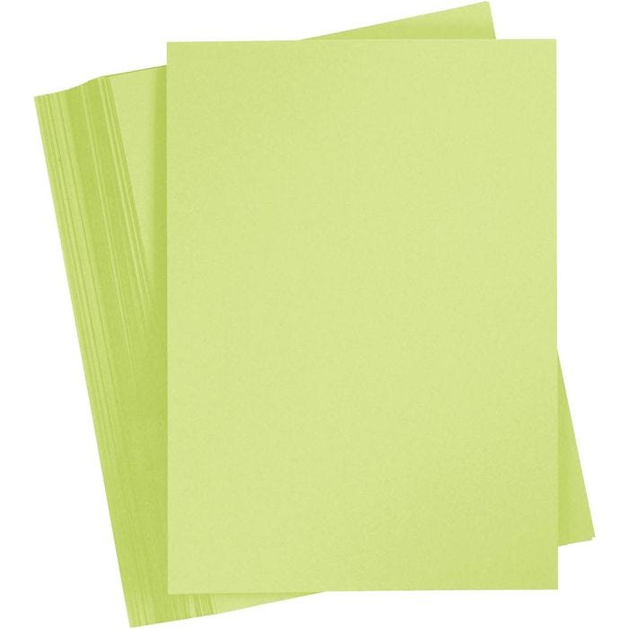 Papier Cartonné, A4, feuille 210x297 mm, 180 gr, vert clair, 100 flles/ 1 Pq.