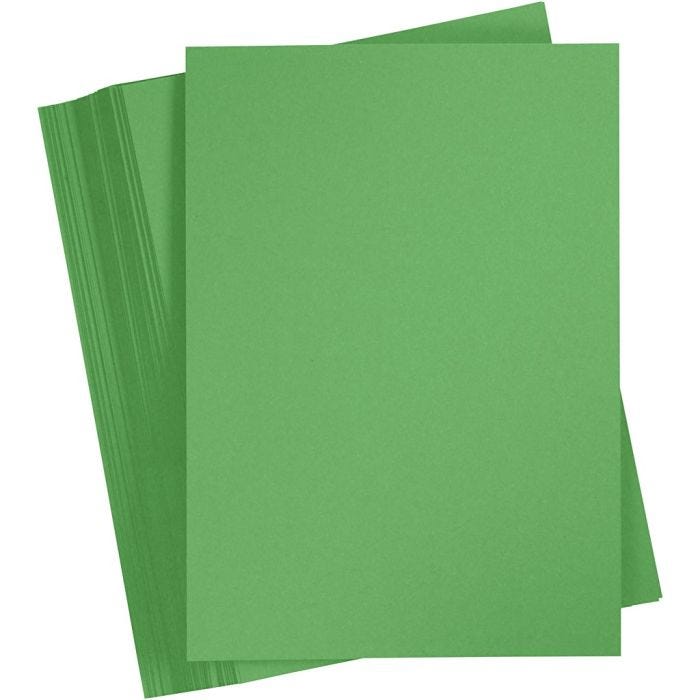 Papier Cartonné, A4, feuille 210x297 mm, 180 gr, vert pré, 100 flles/ 1 Pq.