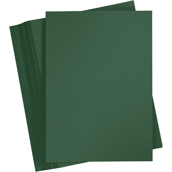 Papier Cartonné, A4, feuille 210x297 mm, 180 gr, vert foncé, 100 flles/ 1 Pq.