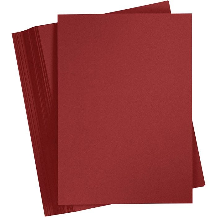 Papier Cartonné, A4, feuille 210x297 mm, 180 gr, rouge foncé, 100 flles/ 1 Pq.