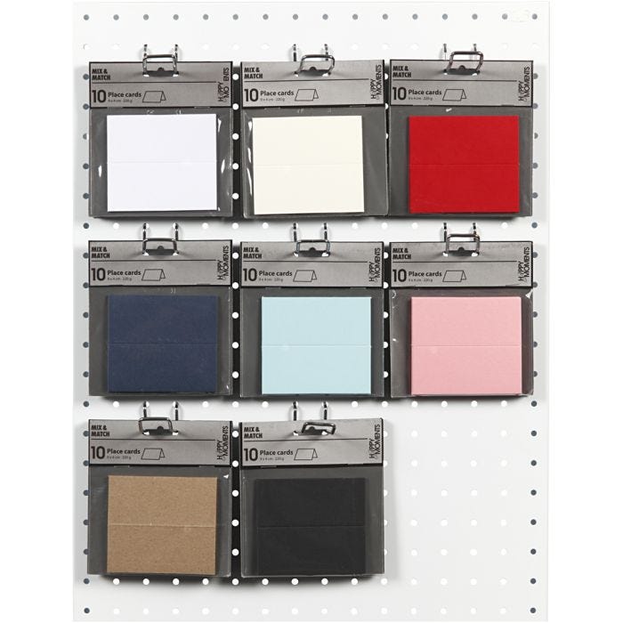 Marque-places, dim. 9x4 cm, 220 gr, ass. de couleurs, 8x10 Pq./ 1 Pq.