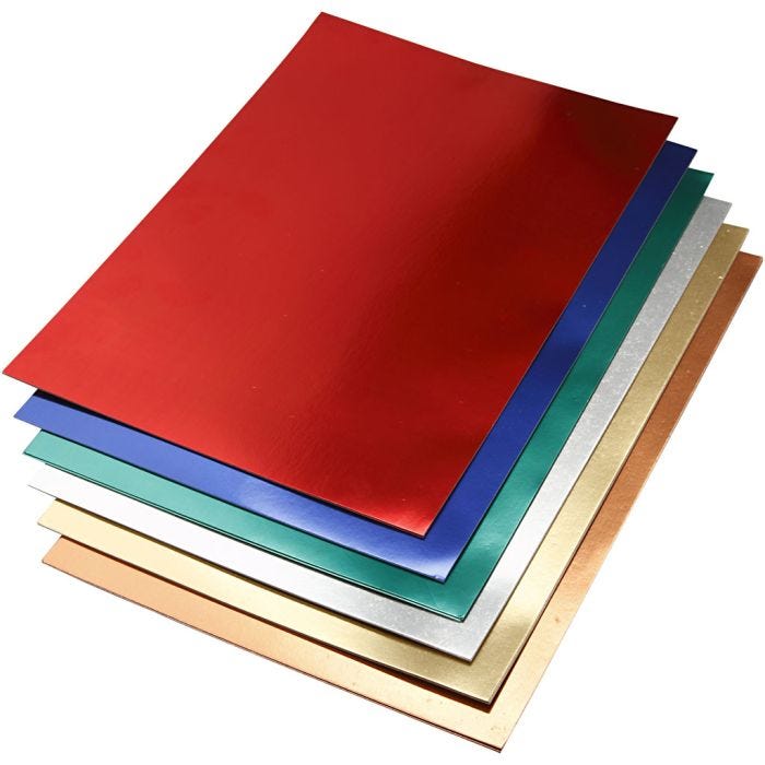Papier métallisé, A2, feuille 420x594 mm, 280 gr, ass. de couleurs, 30 flles ass./ 1 Pq.