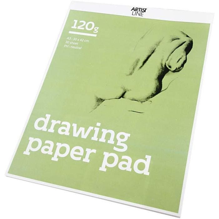 Bloc à dessin, A3, feuille 297x420 mm, 120 gr, blanc, 30 flles/ 1 Pq.