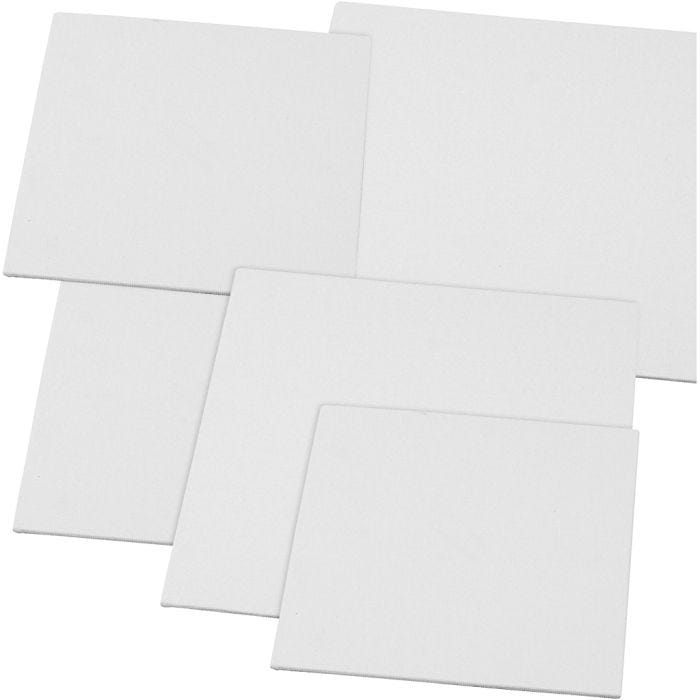 Panneau en toile, dim. 15x15+20x20 cm, ép. 3 mm, 280 gr, blanc, 80 pièces/ 1 Pq.