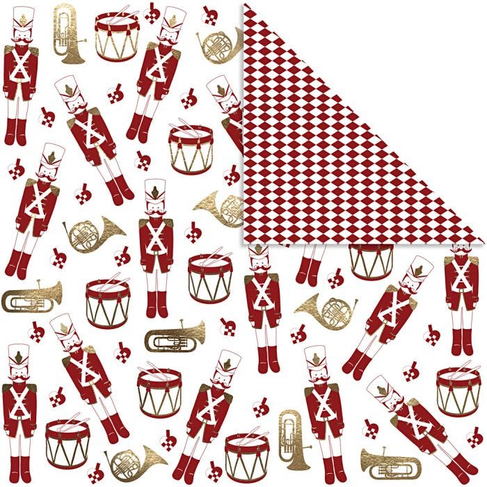 Papier Design, casse-noisette, 180 gr, or, rouge, blanc, 3 flles/ 1 Pq.