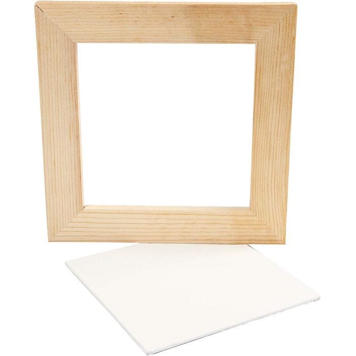 Panneau en toile avec Cadre en Bois, dim. 15x15x0,3 cm, blanc, 1 pièce