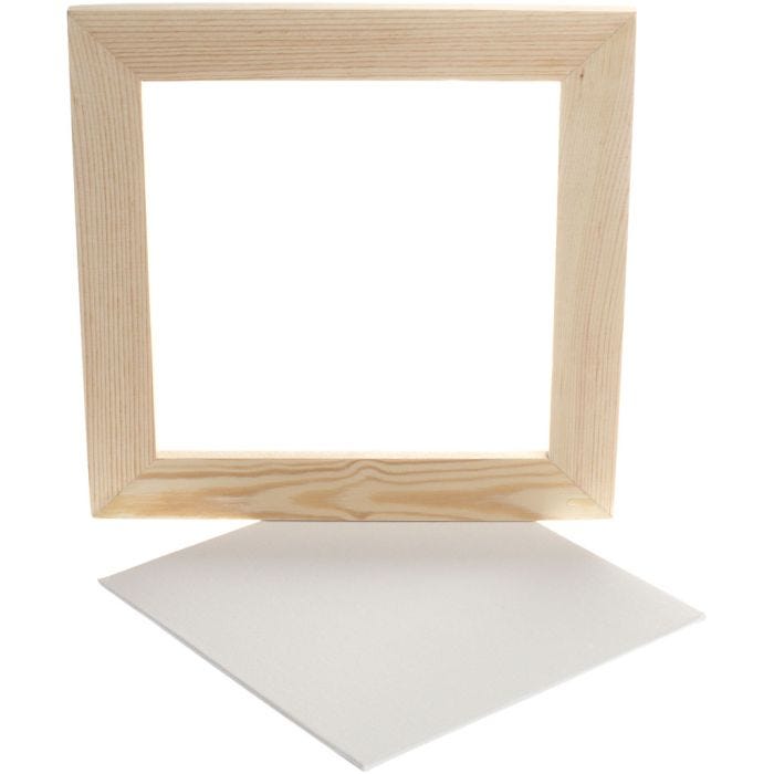 Panneau en toile avec Cadre en Bois, dim. 20x20x0,3 cm, blanc, 1 pièce