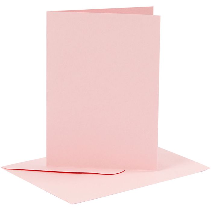Cartes et enveloppes, dimension carte 10,5x15 cm, dimension enveloppes 11,5x16,5 cm, 110+220 gr, rose, 6 set/ 1 Pq.