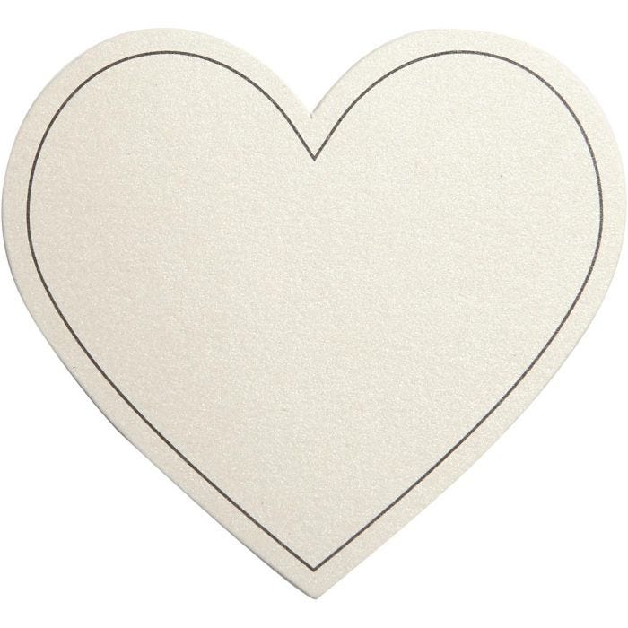 carte en Coeur, dim. 75x69 mm, 120 gr, blanc cassé, 10 pièces/ 1 Pq.