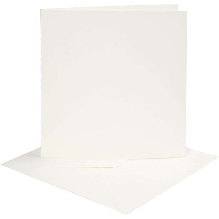 Cartes et enveloppes, dimension carte 15,2x15,2 cm, dimension enveloppes 16x16 cm, 220 gr, blanc cassé, 4 set/ 1 Pq.