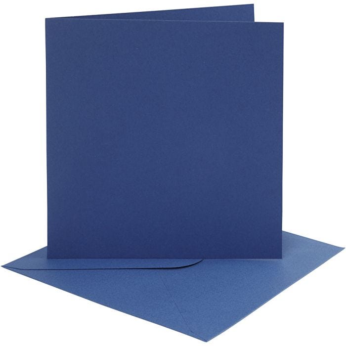 Cartes et enveloppes, dimension carte 15,2x15,2 cm, dimension enveloppes 16x16 cm, 220 gr, bleu, 4 set/ 1 Pq.