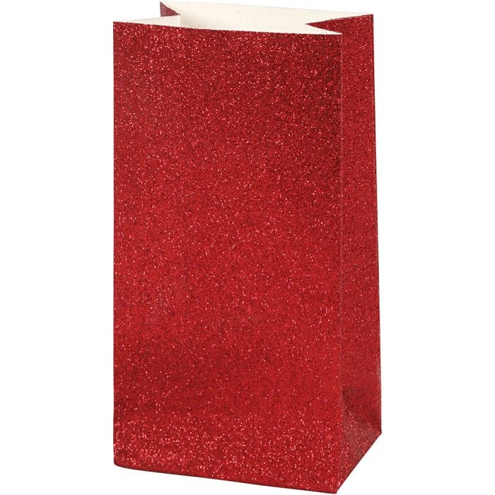 Sac en Papier, H : 17 cm, dim. 6x9 cm, 200 gr, rouge, 8 pièces/ 1 Pq.