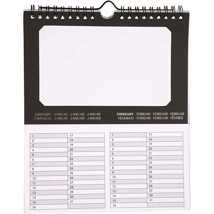 Calendrier d'anniversaires, dim. 19x23 cm, diamètre intérieur 15,3x9,2 cm, 180 gr, 5 pièces/ 1 Pq.