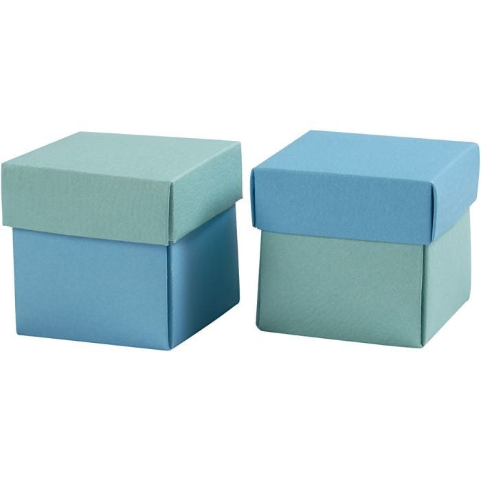 Boîte pliante, dim. 5,5x5,5 cm, 250 gr, turquoise clair/turquoise, 10 pièces/ 1 Pq.
