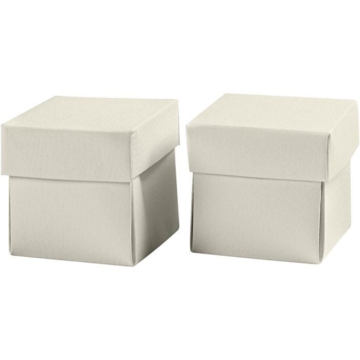 Boîte pliante, dim. 5,5x5,5 cm, 250 gr, blanc cassé, 10 pièces/ 1 Pq.