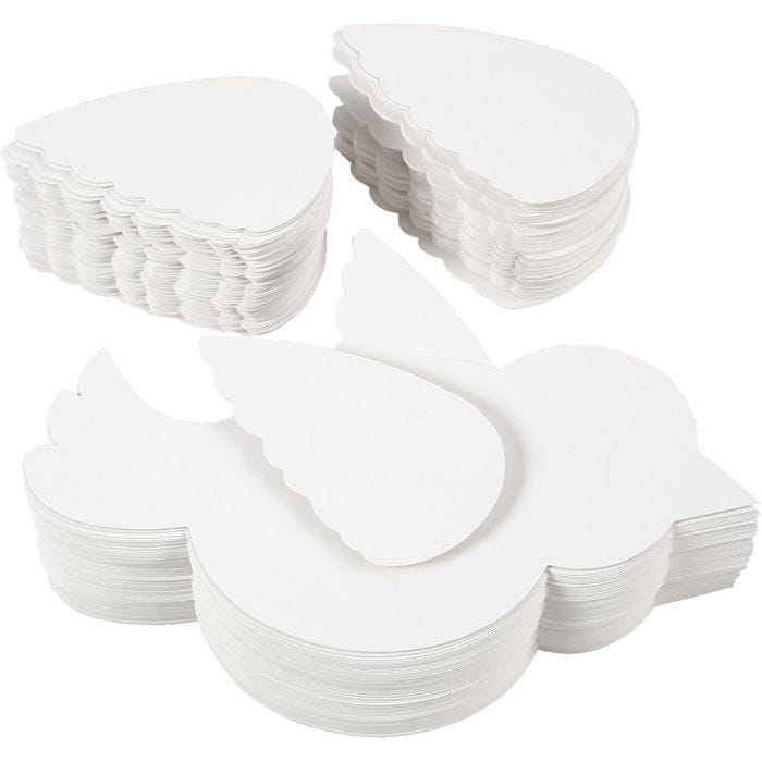Oiseau, L : 25 cm, 400 gr, blanc, 100 set/ 1 Pq.
