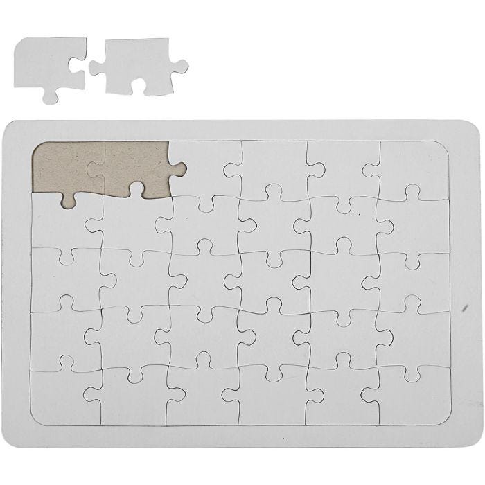Puzzles à décorer, dim. 21x30 cm, blanc, 10 pièces/ 1 Pq.