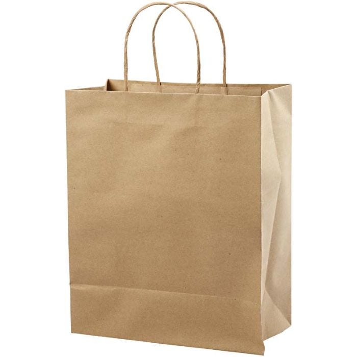 Sac en Papier, H : 33 cm, L : 26x13 cm, 125 gr, brun, 10 pièces/ 1 Pq.