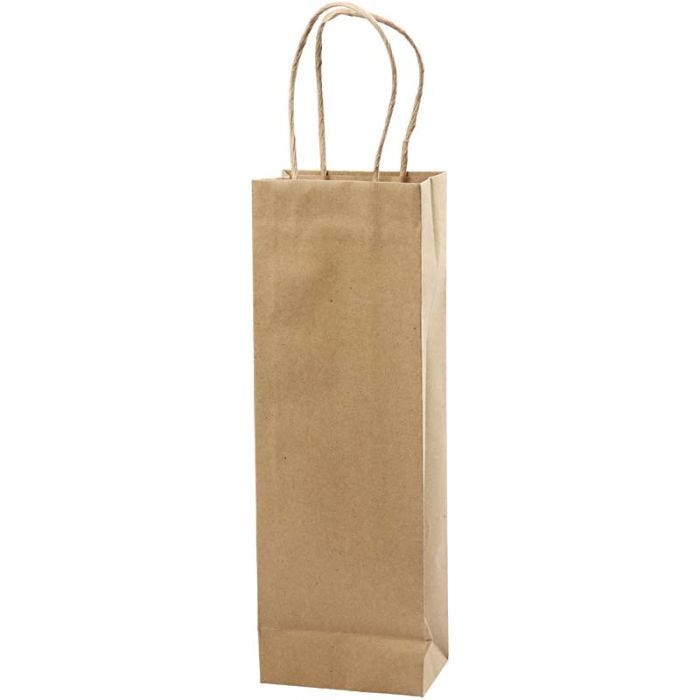 Sac en Papier, H : 36 cm, L : 13x8 cm, 125 gr, brun, 10 pièces/ 1 Pq.
