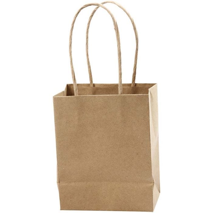 Sac en Papier, H : 17 cm, L : 12x7 cm, 125 gr, brun, 10 pièces/ 1 Pq.