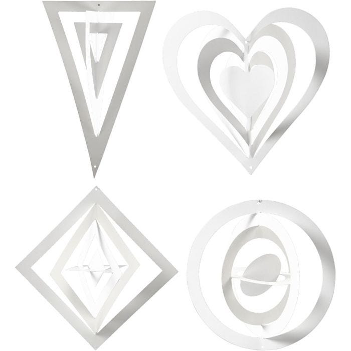 Ornements 3D, H : 18+22+24 cm, L : 15+18+22 cm, 230 gr, blanc, 16 pièces/ 1 Pq.