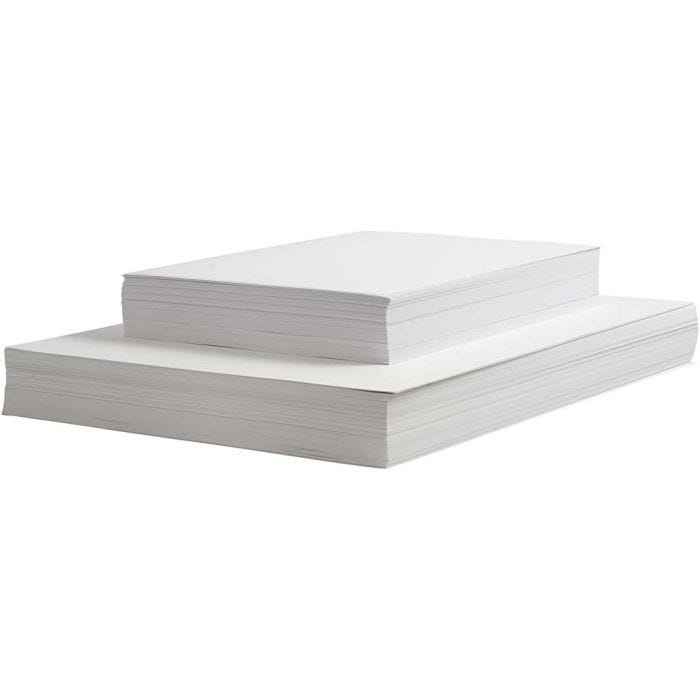 Papier à Dessin, A4,A3, 130+160+190 gr, blanc, 6x500 flles, 3000 flles ass./ 1 Pq.
