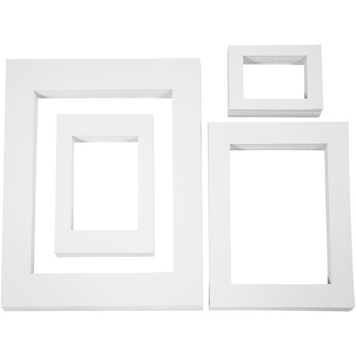 Passe-partout, A3,A4,A5,A6, dim. 13,4x18,9+19,7x27,9+28,3x36,6+39,5x49,6 cm, 500 gr, blanc, 4x100 pièces/ 1 Pq.