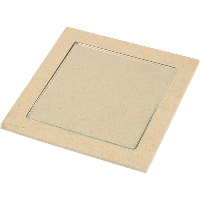 Dessous-de-plat avec centre en verre, dim. 15x15x0,5 cm, 6 pièces/ 1 Pq.