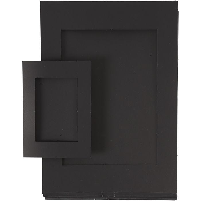 Cartes passe-partout, dim. A4+A6, 180 gr, noir, 2x60 pièces/ 1 Pq.