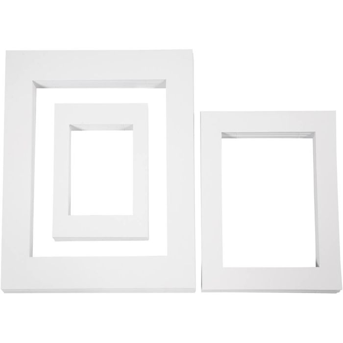 Passe-partout, A3,A4,A5, dim. 19,7x27,9+28,3x36,6+39,5x49,6 cm, 500 gr, blanc, 3x100 pièces/ 1 Pq.