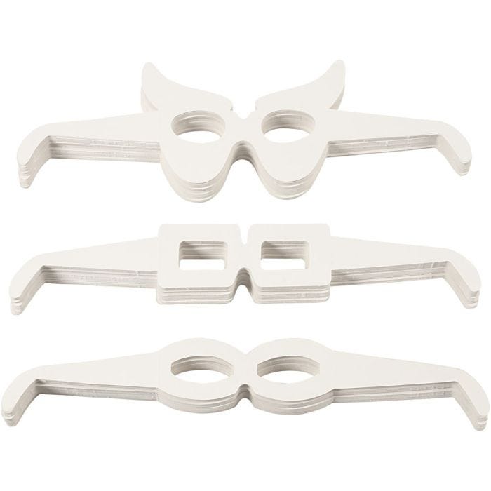 Brillen, H: 4,5-10 cm, L: 32 cm, wit, 160 stuk/ 1 doos