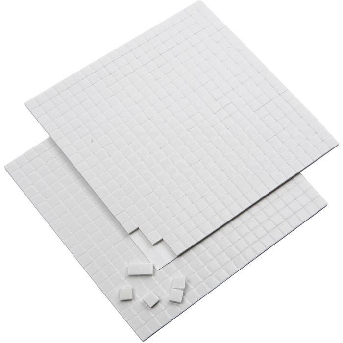 Coussinets 3D, dim. 5x5 mm, ép. 2 mm, blanc, 2x400 pièce, 2 flles/ 1 Pq.