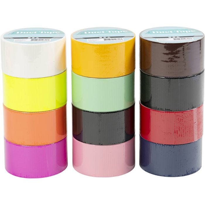 Ruban adhésif, Couleur unie, L : 48 mm, ass. de couleurs, 12x5 m/ 1 Pq.