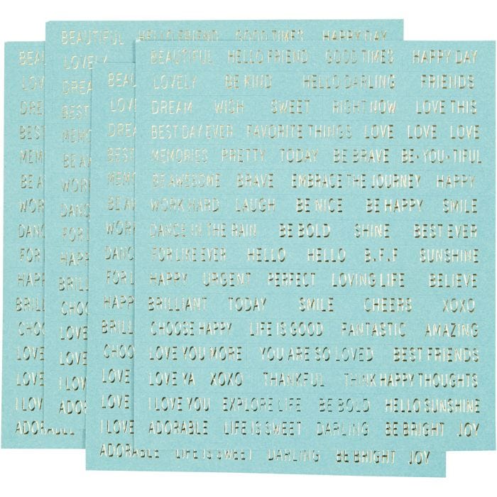Autocollants, feuille 10x11,5 cm, turquoise, 4 pièces/ 1 Pq.