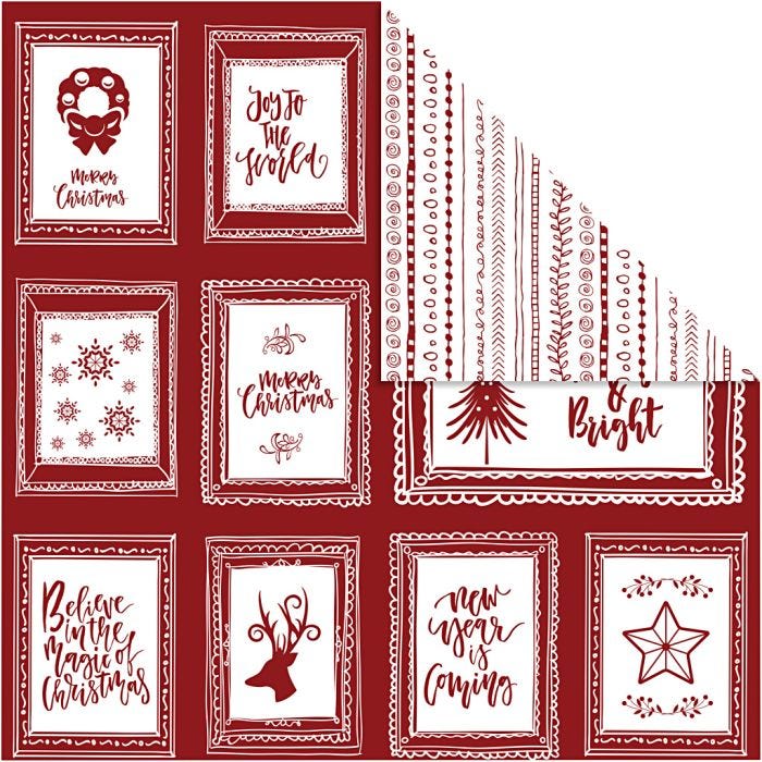 Papier Design, cadres avec texte et doodles, feuille 30,5x30,5 cm, 180 gr, 5 flles/ 1 Pq.
