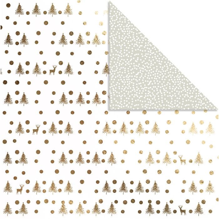 Papier Design, rennes et points, feuille 30,5x30,5 cm, 180 gr, or, 3 flles/ 1 Pq.